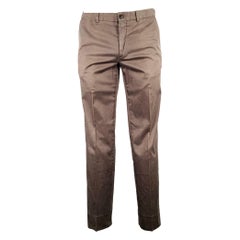 Ermenegildo Zegna Taglia 34 Pantaloni casual in misto cotone grigio marrone