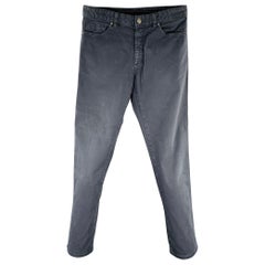 Ermenegildo Zegna Taglia 33 Jeans dritti in misto cotone grigio antracite