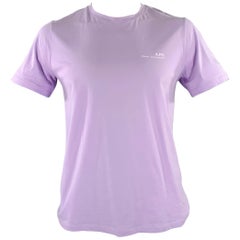 T-shirt col ras du cou en coton blanc et violet A.P.C., taille L