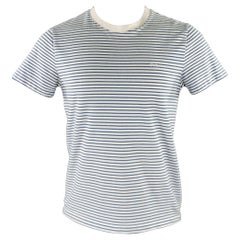 A.P.C. T-shirt à manches courtes en coton à rayures blanches et bleues, taille M