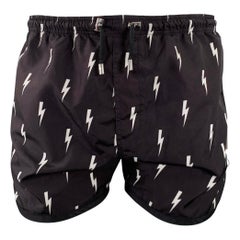 NEIL BARRETT Taille M Boxe de bain à cordon de serrage en polyester noir et blanc