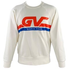 GIVENCHY Size S Cream Red Cotton -GV World Tour- Graphic Sweatshirt