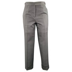 THOM BROWNE Taglia 2 Pantaloni da abito in lana grigia con tessuto piatto sul davanti