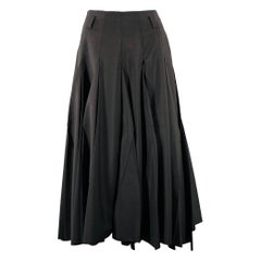 PRADA Size 2 Black Mohair Wool Pleated Long Skirt