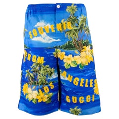 Bermudas de algodón hawaiano GUCCI talla 30 Azul Amarillo