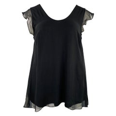BRUNELLO CUCINELLI Größe XL Schwarz Silber Seide Monili Double Layer Kleid Top