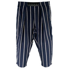 Pantaloni casual KAPITAL taglia M a righe grigio-marino in cotone con cavallo a goccia