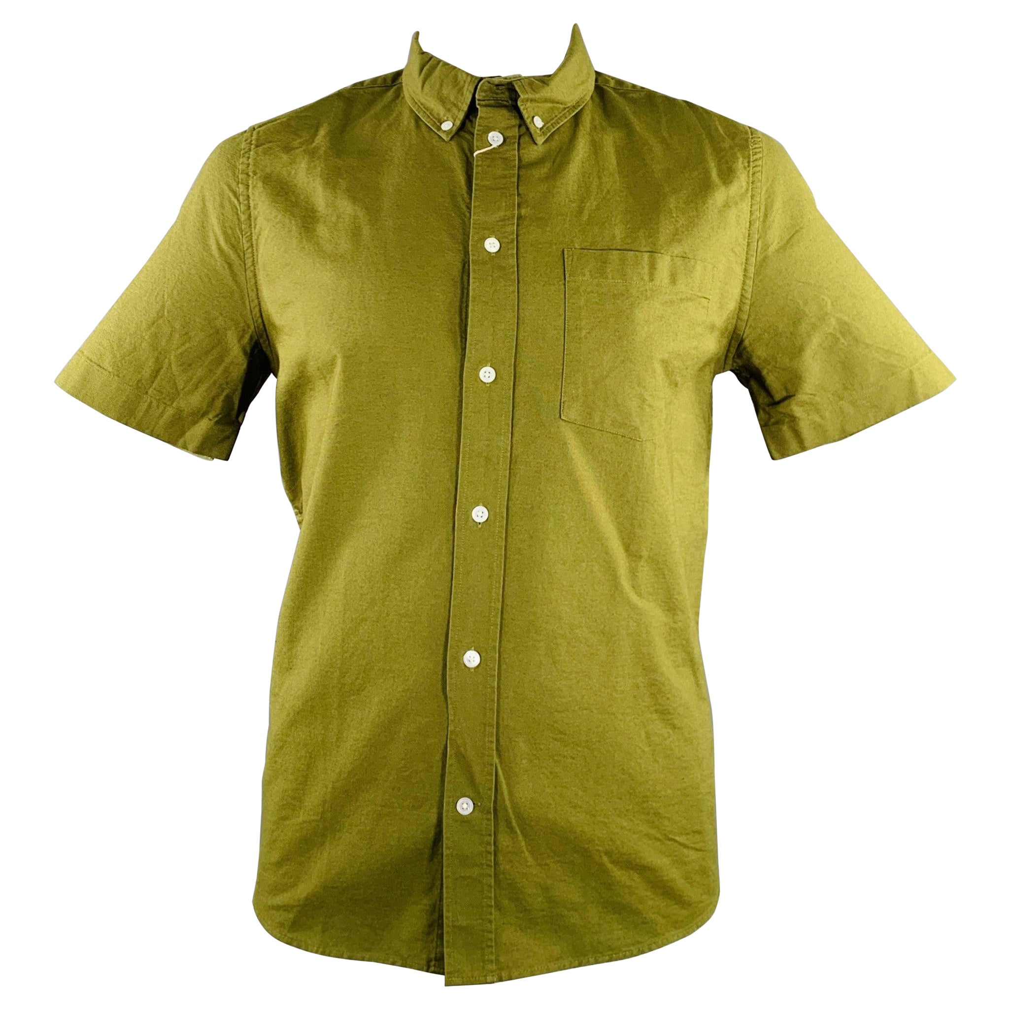 Chemise à manches courtes en coton vert WOOD Taille L