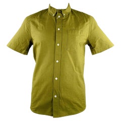 WOOD WOOD Size L Green Cotton Button Down Short Sleeve Shirt