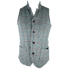 Gilet con bottoni in misto cotone KAPITAL Taglia S Grigio Blu Plaid