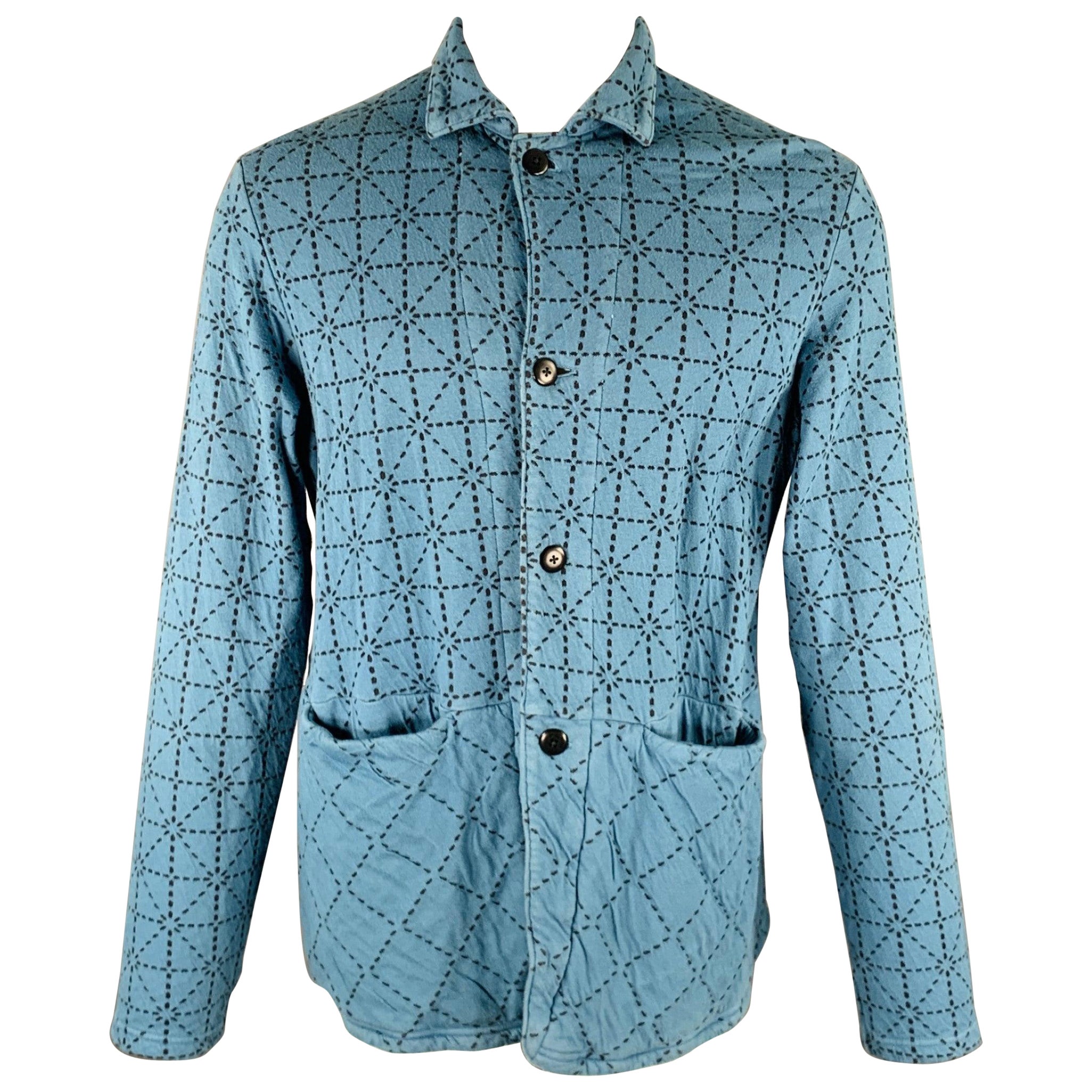 KAPITAL Size M Blue Black Triangle Cotton Two Pockets Jacket For Sale