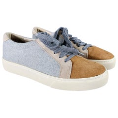 BRUNELLO CUCINELLI Größe 7,5 Grau Tan Flannel Color Block Low Top Turnschuhe