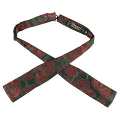 CHARVET Green Red Circles Silk Bow Tie