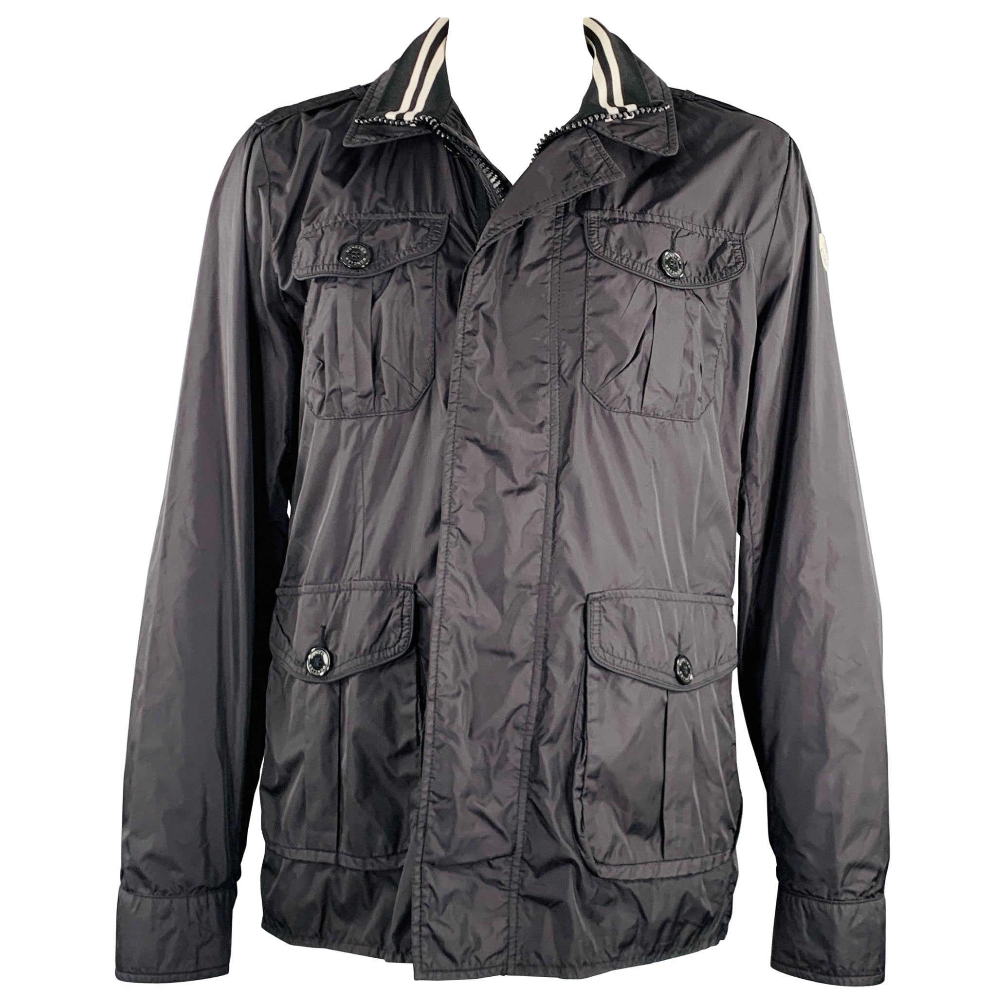 MONCLER Size XXXL Black White Polyamide Jacket For Sale