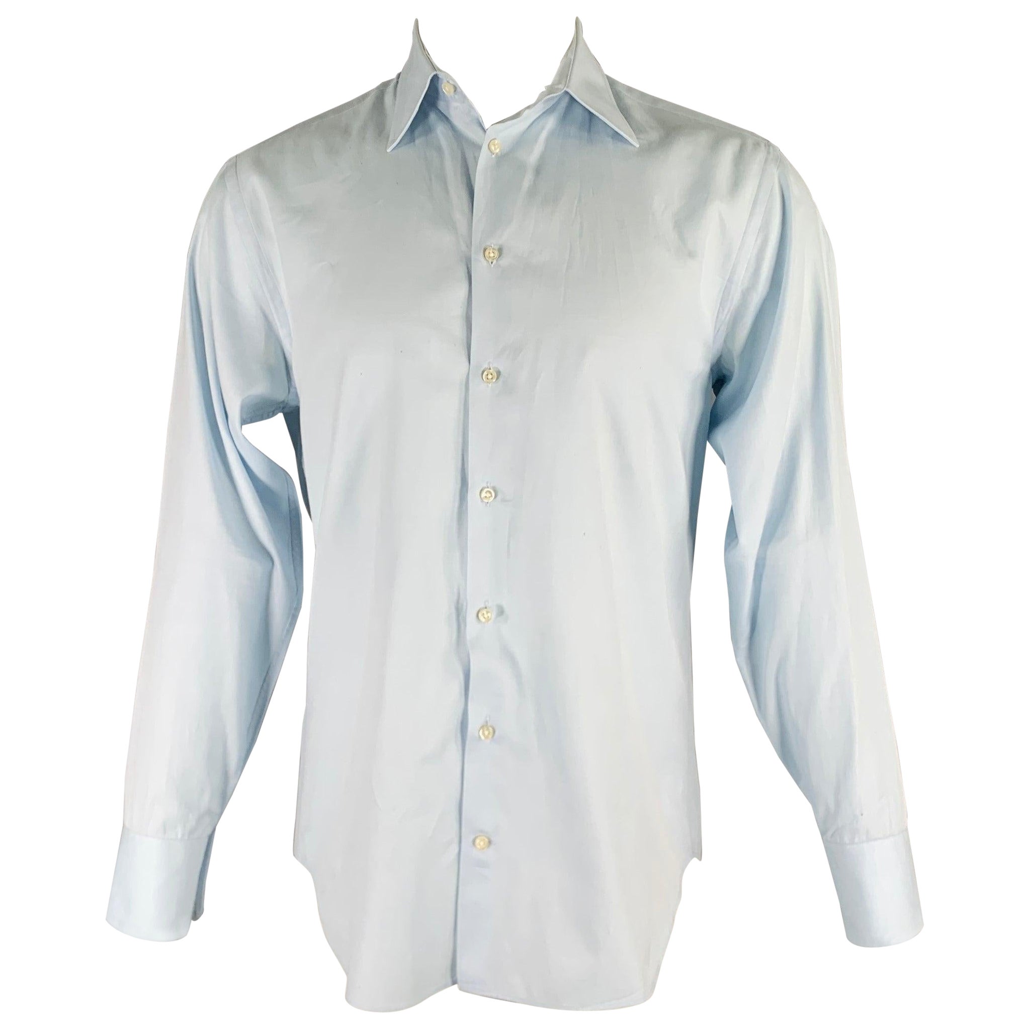ARMANI COLLEzioni Taille S Chemise à manches longues en coton bleu clair