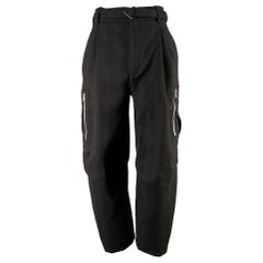 BOTTEGA VENETA Size 0 Black Lambswool blend Herringbone Cargo Casual Pants