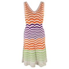 M MISSONI Taille 4 Multi Color Viscose Blend Zig Zag Sleeveless Dress (Robe sans manches)