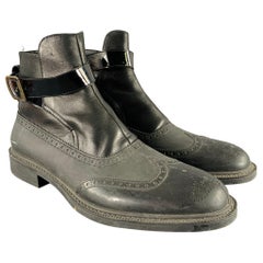 VIVIENNE WESTWOOD Größe 12 Schwarz Dunkelgrau Perforiert Gummi Ankle Strap Stiefel