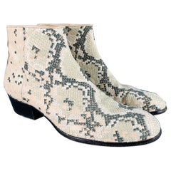Maison Martin Margiela Taglia 12 Beige Greene & Greene Ricamo Stivali con Cerniera Laterale