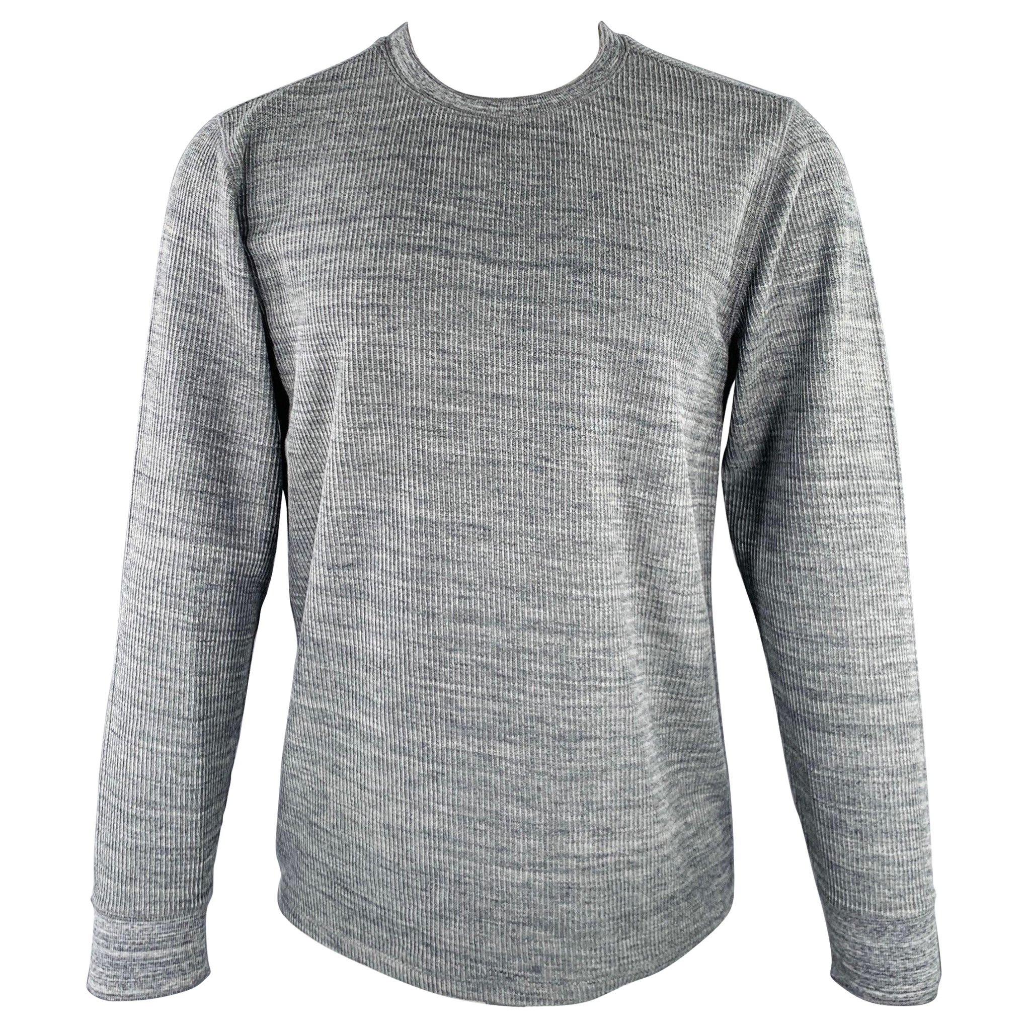 VINCE Size M Grey Knit Cotton Polyester Crew Neck Pullover For Sale