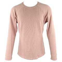 VINCE Größe M Rosa Waffelstrick Pima Baumwolle Crew Neck Pullover mit Rundhalsausschnitt