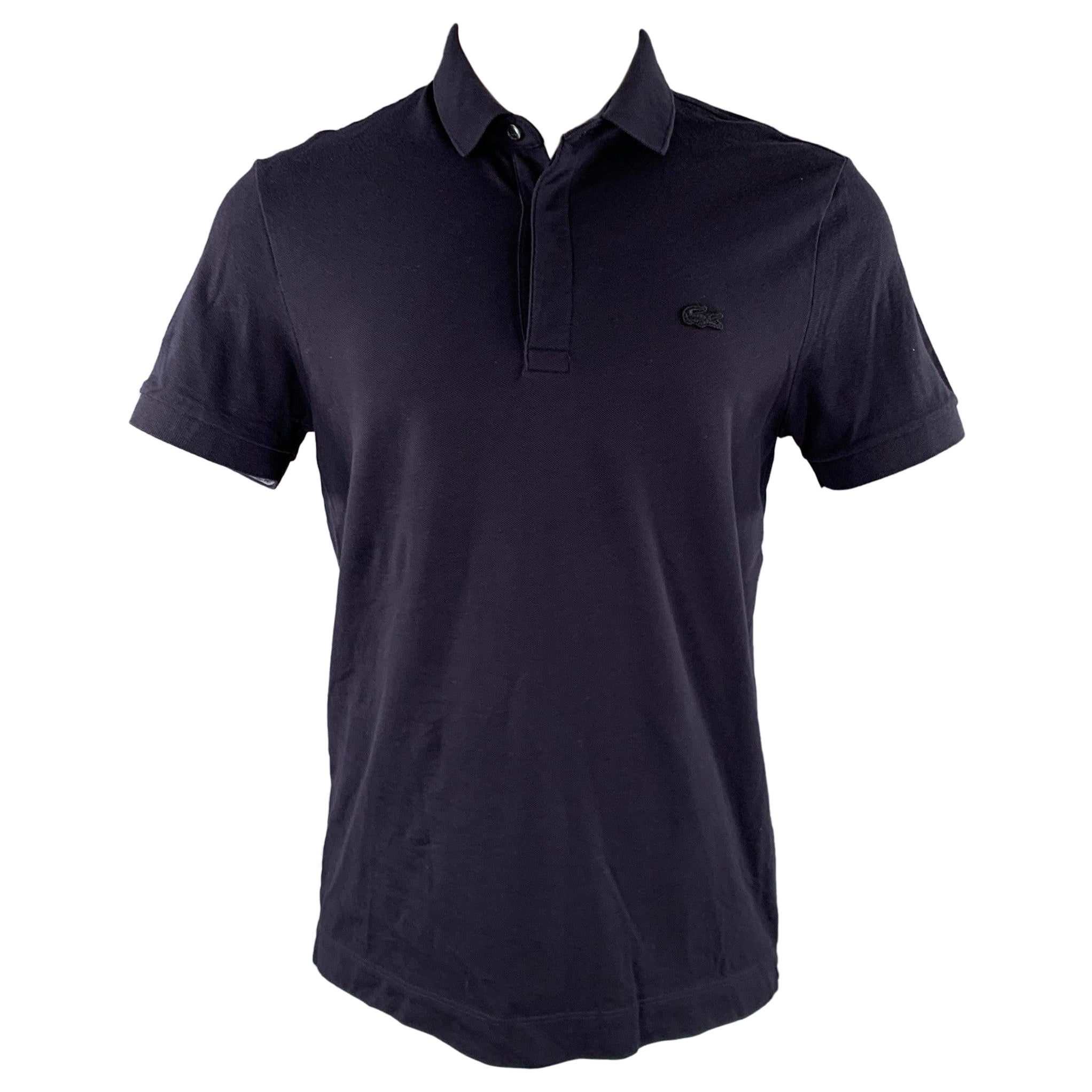 Polo con bottoni nascosti LACOSTE Taglia M Navy in misto cotone, vestibilità regolare