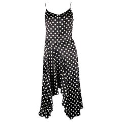 CAROLINE CONSTAS Size XS Black White Silk Blend Polka Dot Dress