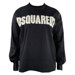 DSQUARED2 Size L Black White Logo Shirt Sleeves Pullover