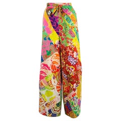 DESIGUAL Größe M Casual Hose mit weitem Bein aus geblümter Baumwolle, mehrfarbig