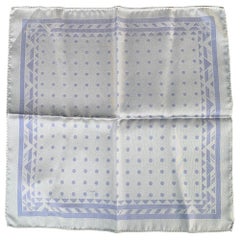 VERSACE Blue Light Blue Jacquard Geometric Dots Silk Pocket Square