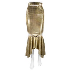 Burberry Taglia 0 Oro Beige Gonna a sirena in misto viscosa con abbellimenti da discoteca