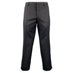 PRADA Größe 38 Grau Texturierte Wolle Flache Vorderseite Kleid Hose