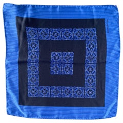 ERMENEGILDO ZEGNA Blue Navy Stripe Silk Pocket Square