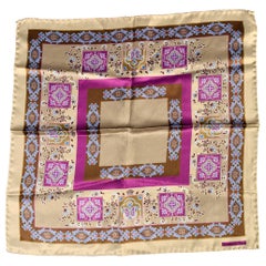 ERMENEGILDO ZEGNA Purple Taupe Paisley Silk Pocket Square