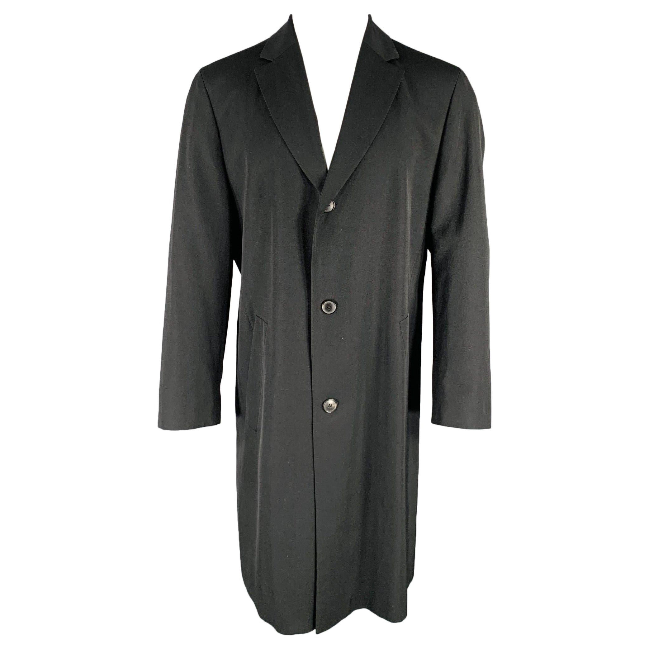HUGO BOSS Size 38 Black Virgin Wool Single Breasted Coat For Sale