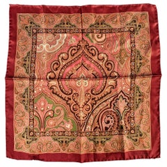 ETRO Borgoña Oliva Paisley Bolsillo de Seda