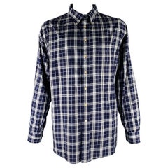 BURBERRY LONDON Size XXXL Purple White & Grey Plaid Cotton Long Sleeve Shirt