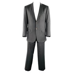 Costume croisé en laine gris clair et bleu clair ISAIA Taille 44