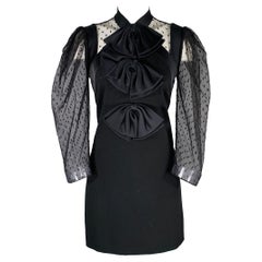 GIVENCHY Vestito a maniche lunghe con fiocchi in pizzo nero taglia S