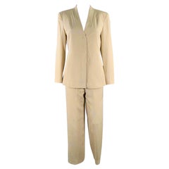 Used GIORGIO ARMANI Size 6 Beige Single Breasted Jacquard Suit