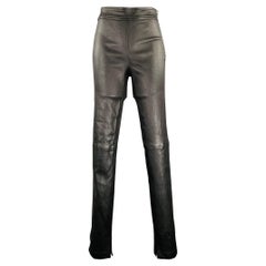HELMUT LANG Size 6 Black Leather Lambskin Straight Casual Pants