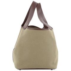 Hermes Picotin Handbag Toile and Leather MM