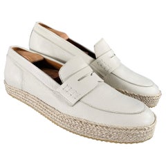AQUATALIA Size 11 Cream Beige Leather Espadrille Penny Loafers
