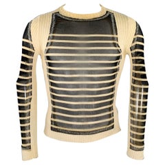 Jean-Paul Gaultier - Pull en maille d'alpaga polyamide à rayures noires et crèmes, taille S