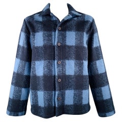 A.P.C. Veste chemise en laine à carreaux bleu marine, taille XXL