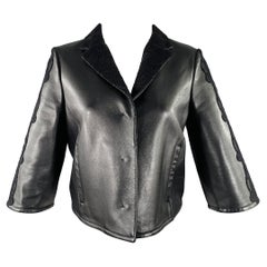 PHILIPP PLEIN Talla S Chaqueta de piel de cordero con calaveras de encaje negro