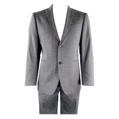 JOHN VARVATOS Talla 42 Gris Azul Lino Lana Traje de un solo pecho