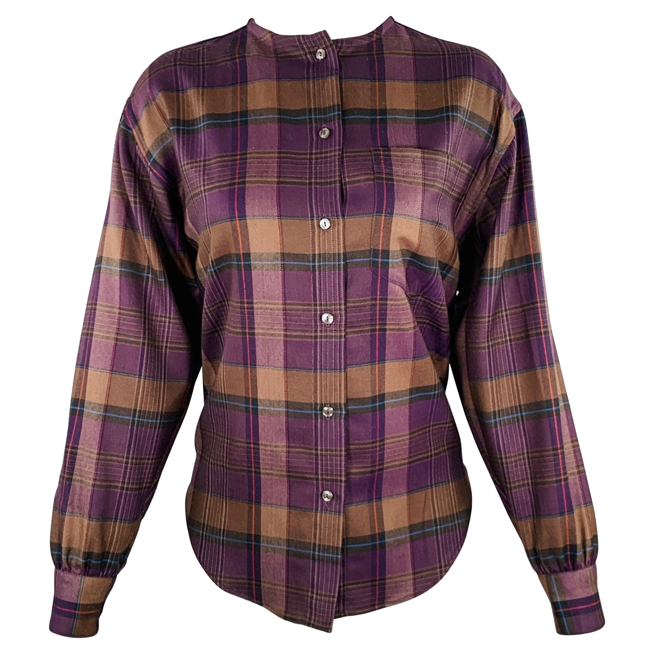 Ralph Lauren Women's Plaid Twill Shirt Purple Size Small