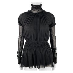 JEAN PAUL GAULTIER Size M Black Polyamide Ruffled Turtleneck Dress Top