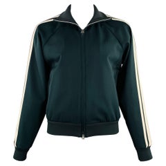 BOTTEGA VENETA Size 42 Green White Wool Blend Zip Up Track Jacket